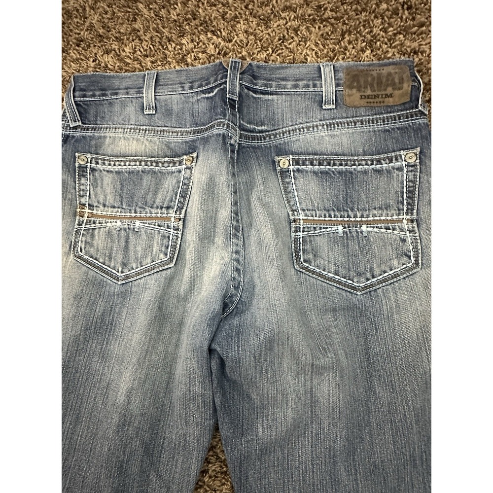 Ariat Jeans Mens Blue Relaxed Bootcut Cotton Denim Size 36X34 - Picture 3 of 5
